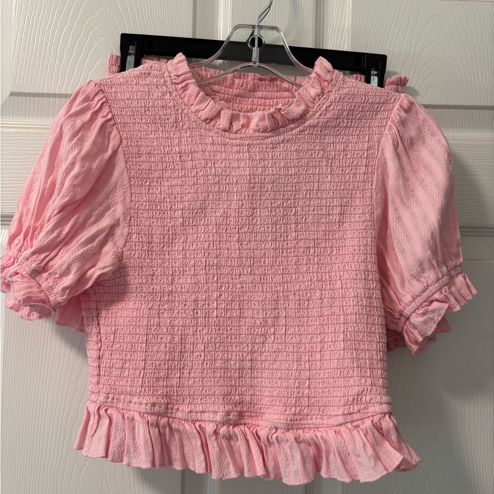 Girls' Pink Ruffle Textured matching set